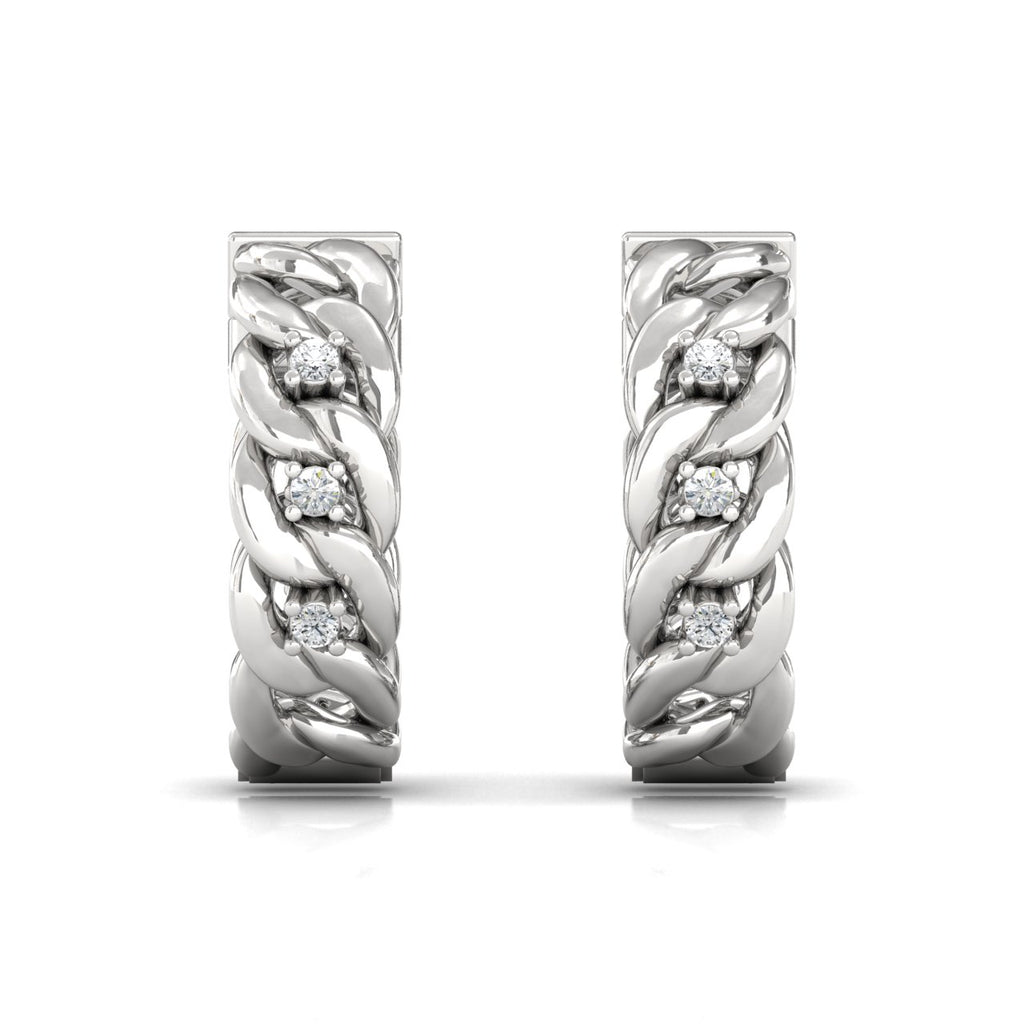Boucles d'oreilles créoles en or blanc serties de diamants (recto et verso)