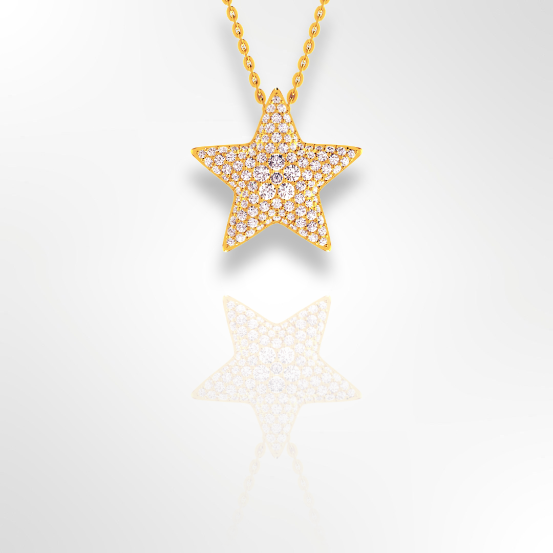 18ct yellow gold diamond star necklace 