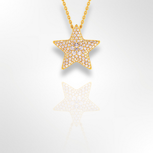 18ct yellow gold diamond star necklace 