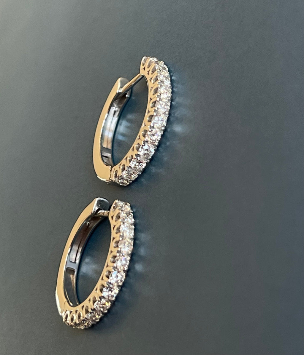 1ct DIAMOND HOOPS Earrings IN 18CT WHITE GOLD