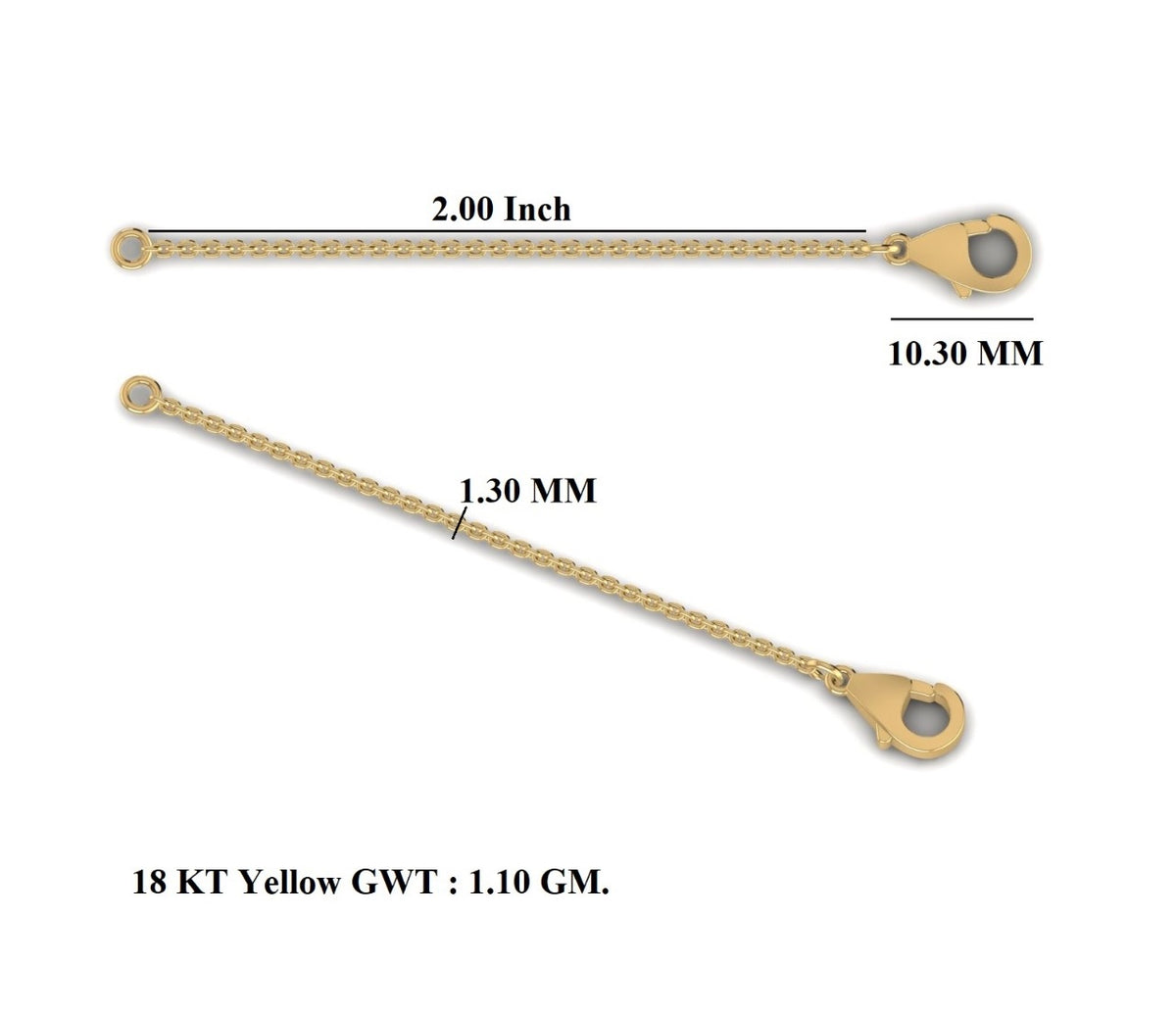 18ct Yellow Gold chain extender 2 inches