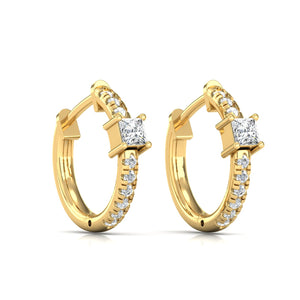 18ct Yellow Gold Diamond Hoop Earrings, 0.40ct Diamond Earrings, Round-Cut Diamonds, VS1 Clarity, H Color Grade, Hinged Closure