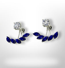 18ct White Gold Diamond Sapphire Jacket earrings