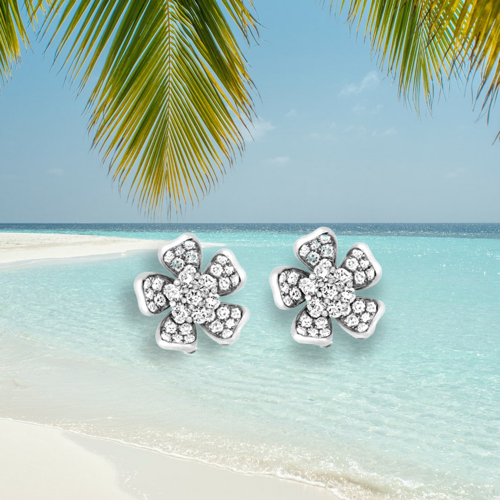 Fine jewelry diamond flower studs