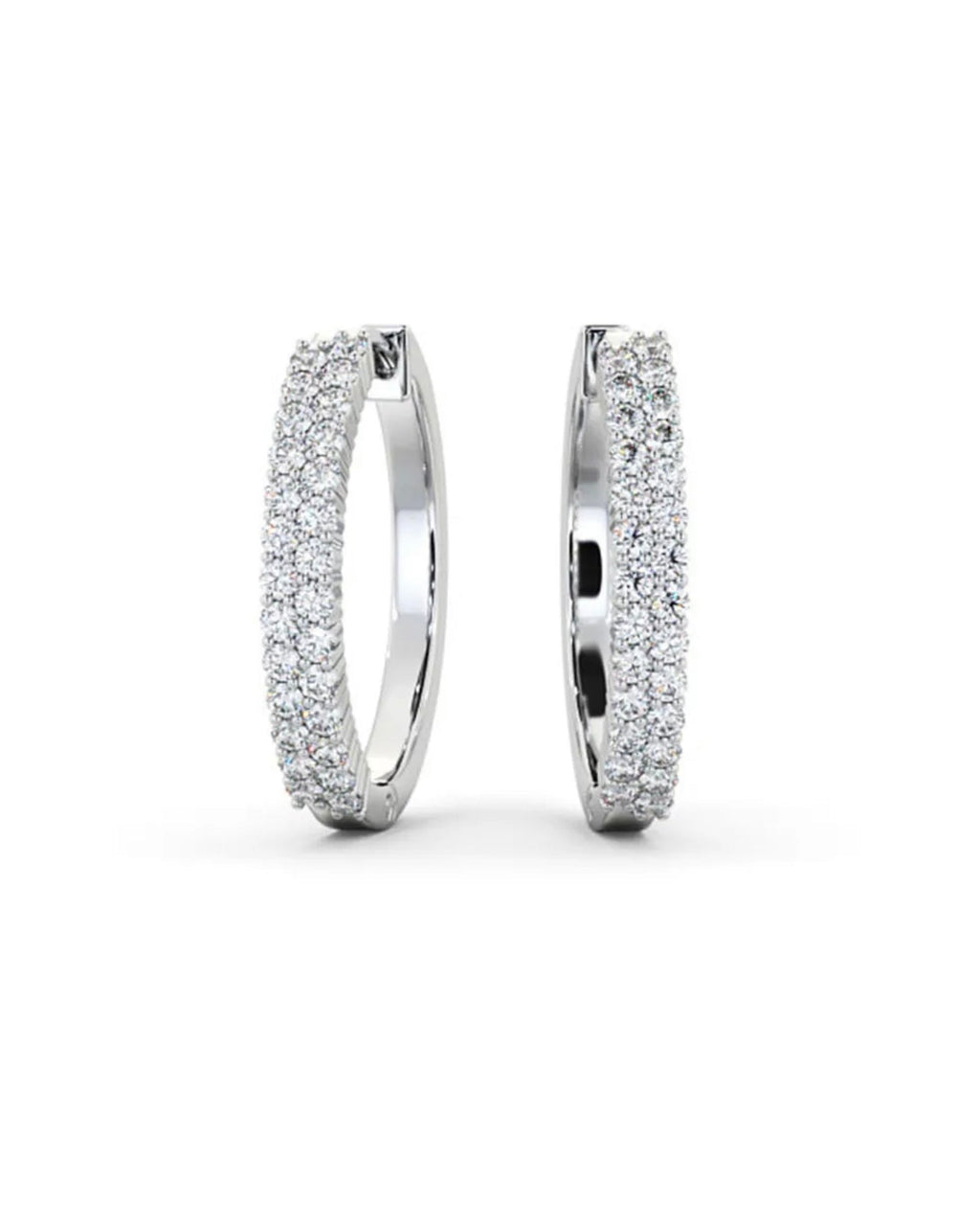 Chic double row diamond hoop earrings