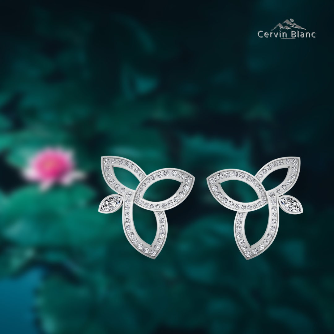 Elegant lotus diamond earrings set