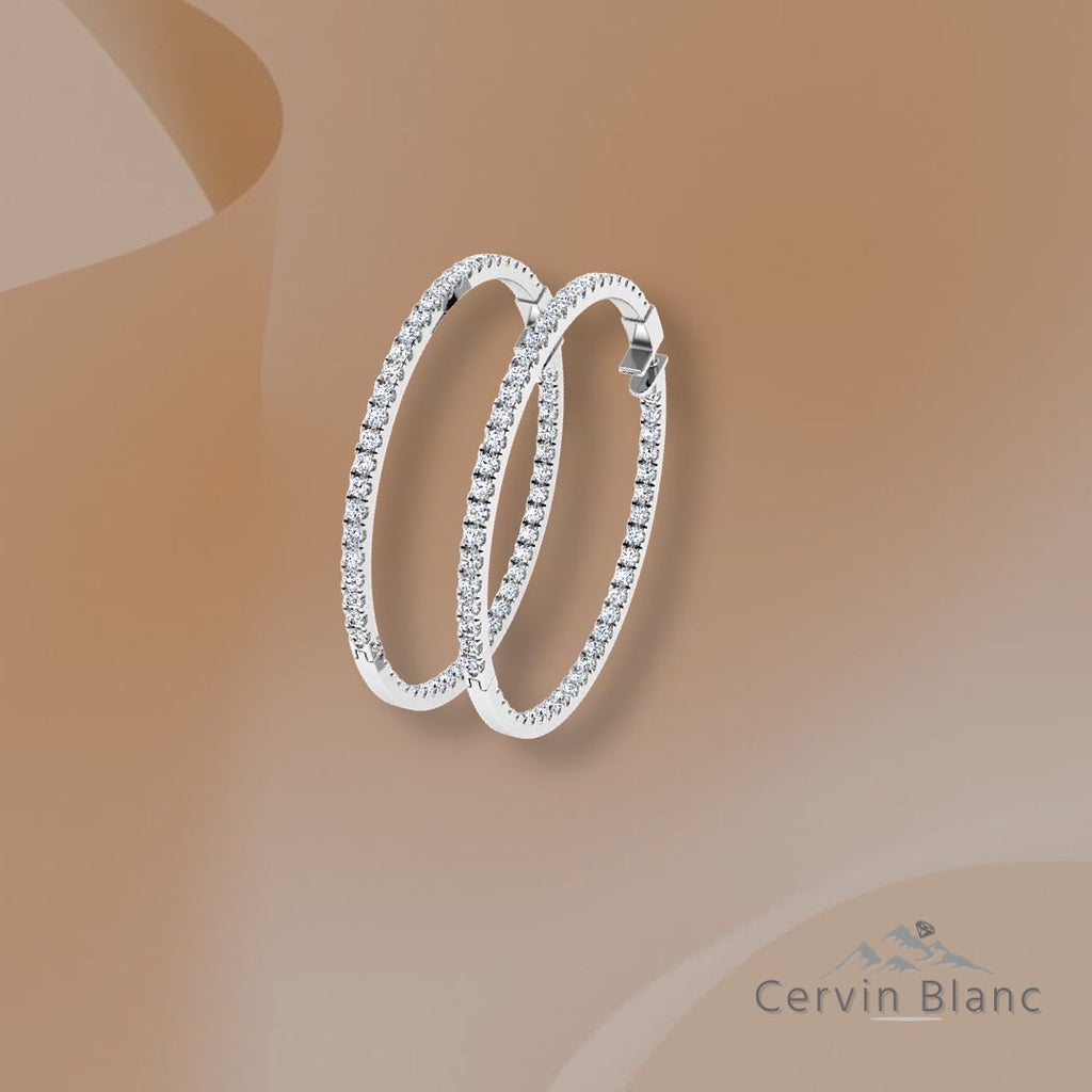 Boucles d'oreilles créoles en diamant de 1,40 ct (recto et verso)
