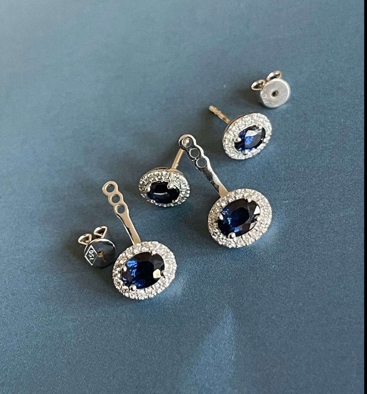White Gold Sapphire Diamond Jacket Earrings