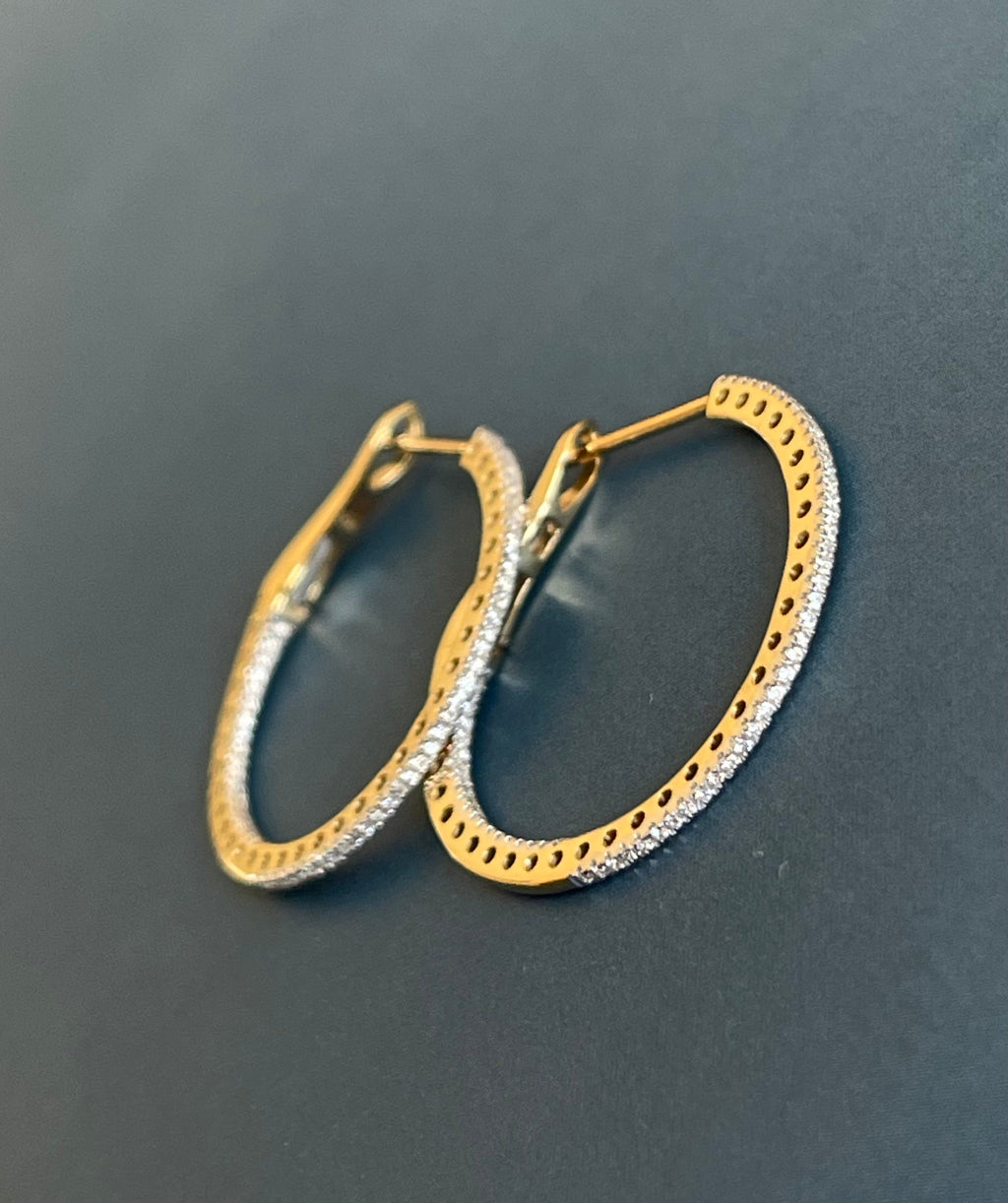  Orecchini con diamanti da 0,50 ct, cerchi in oro giallo 18 ct