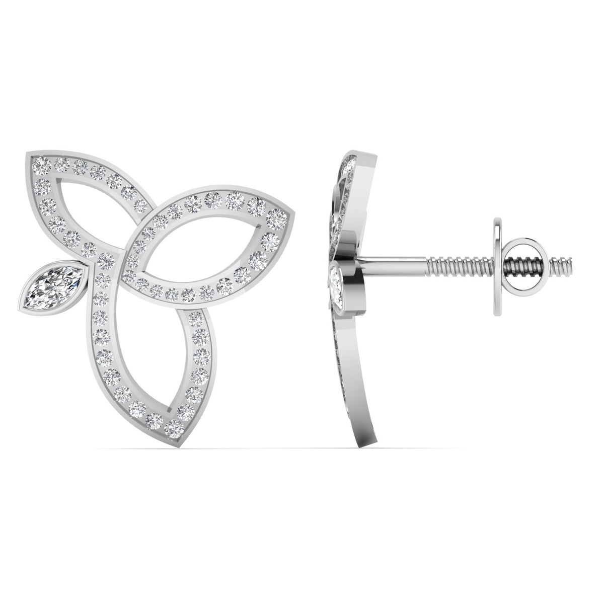 0.56ct lotus diamond earrings pair