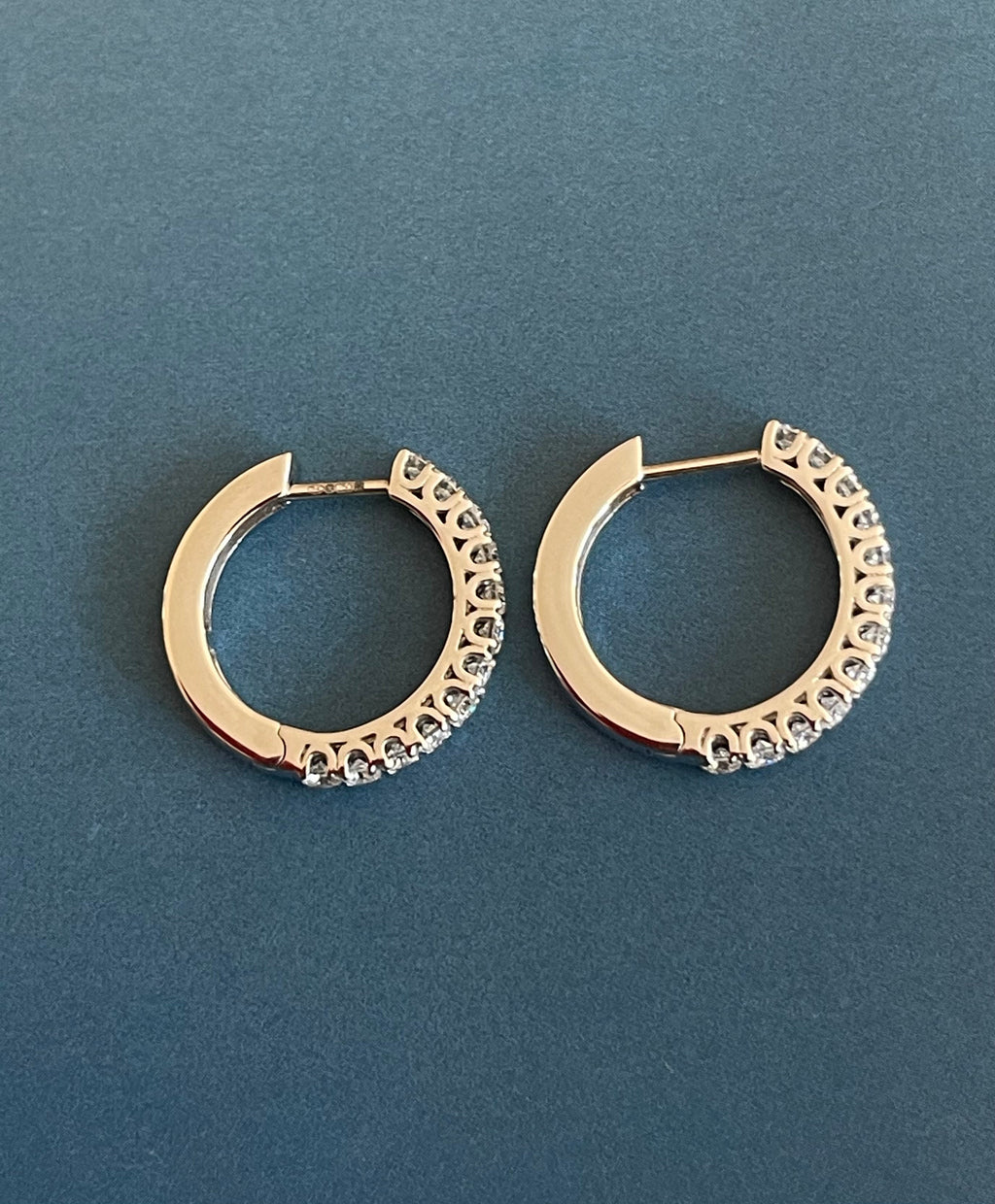 1ct DIAMOND HOOPS Earrings IN 18CT WHITE GOLD