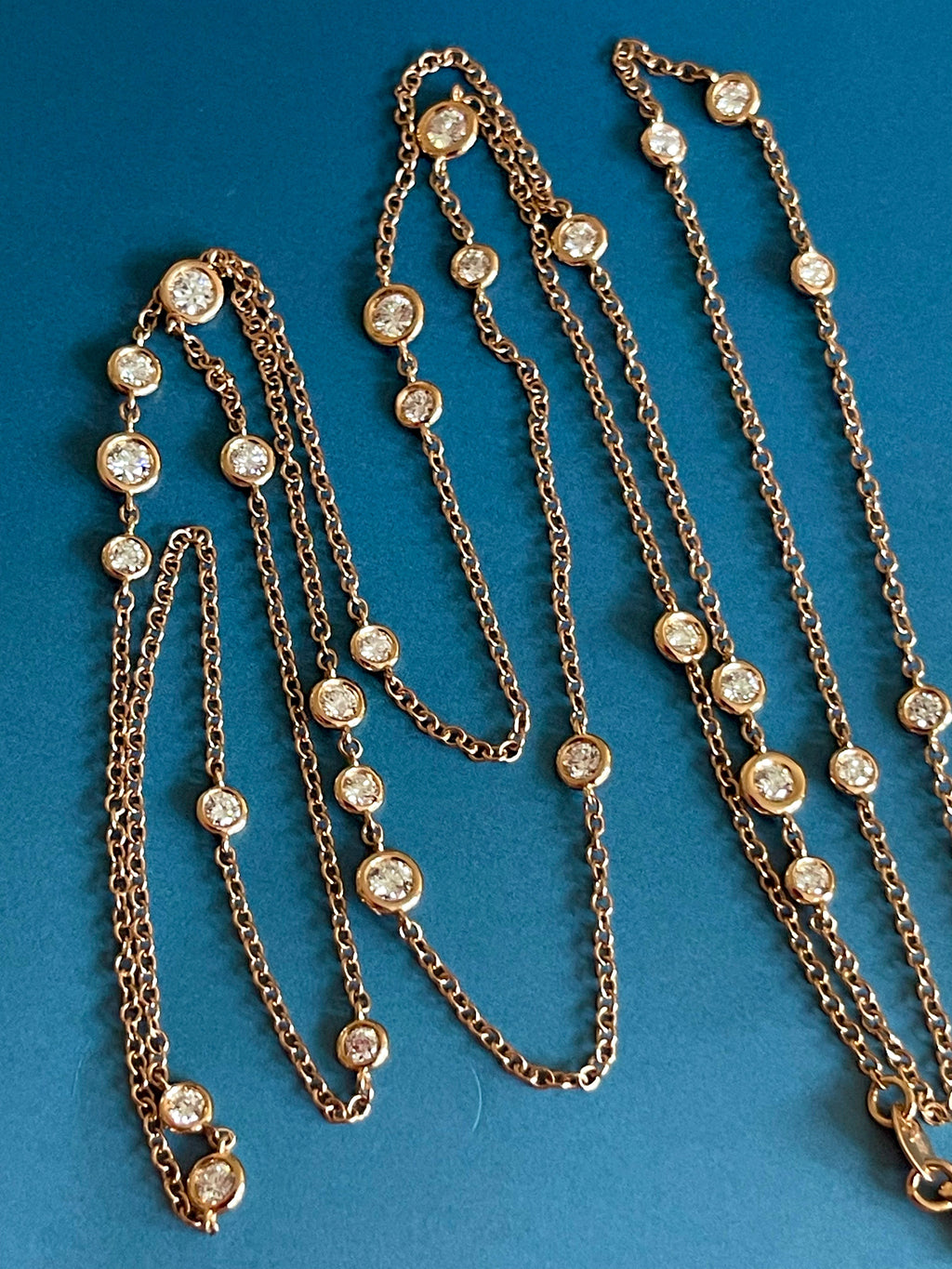 Collana di diamanti 1,85 ct in oro rosa 18 ct, catena lunga da 2 carati, al metro