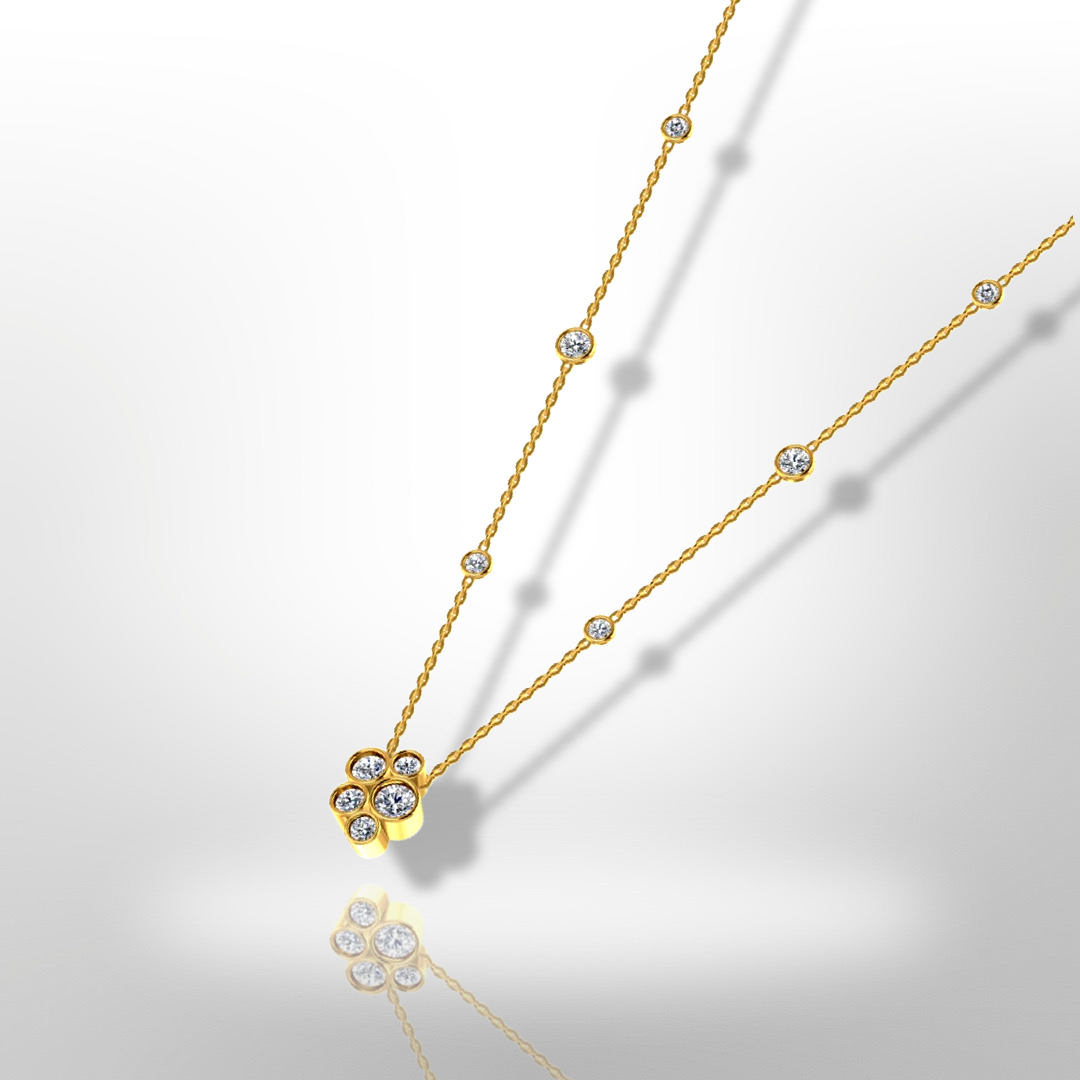 18ct yellow gold necklace, diamond bubble necklace, 1.25ct diamonds, luxurious jewelry, formal jewelry, elegant accessory, timeless jewelry, exquisite craftsmanship, high-quality materials