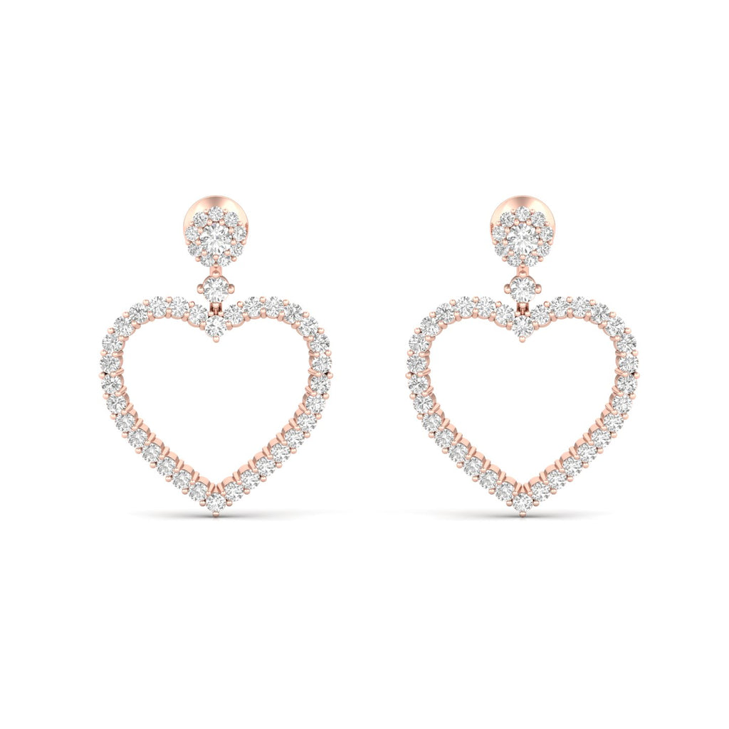 0.85ct Twin Heart Earrings Rose Gold