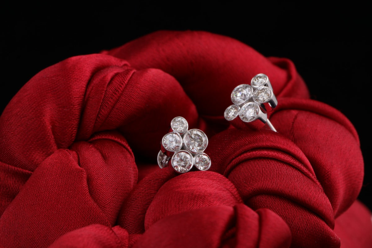 Bubble Diamond Earrings White Gold 1ct