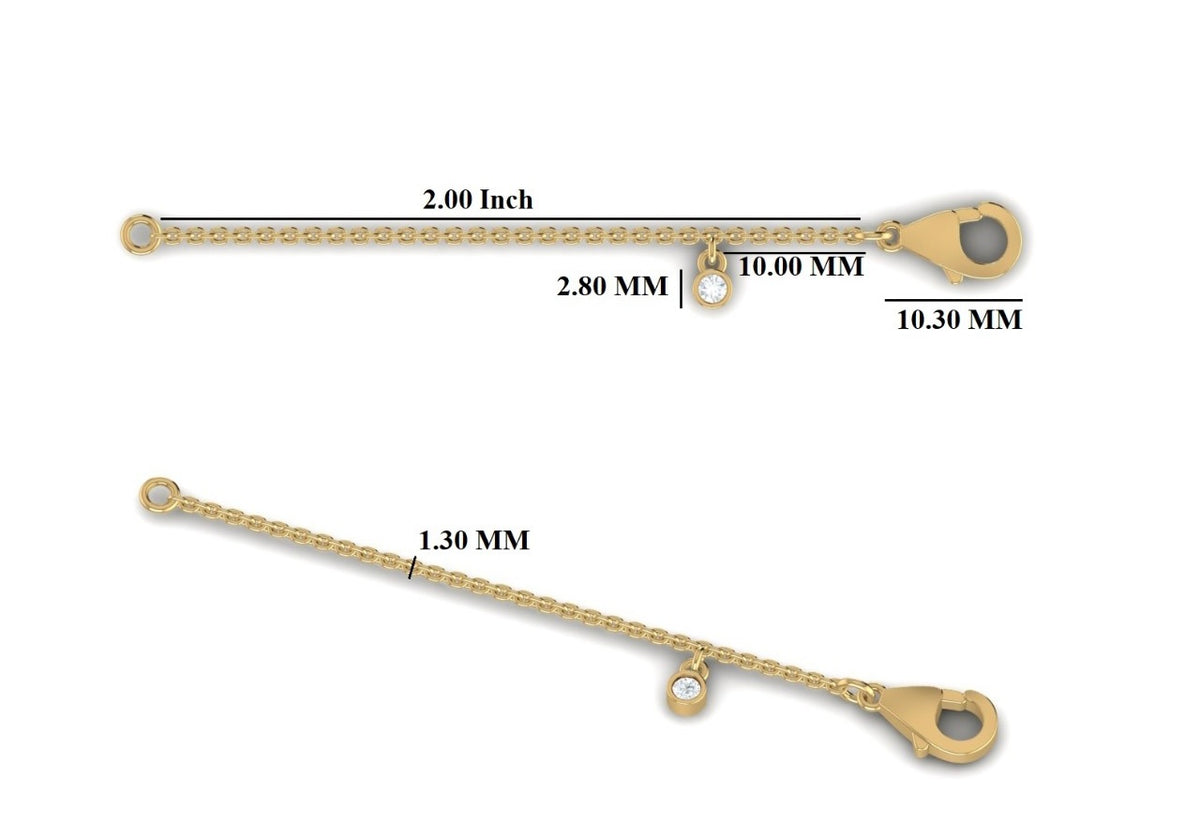 18ct Yellow Gold chain extender with Diamond