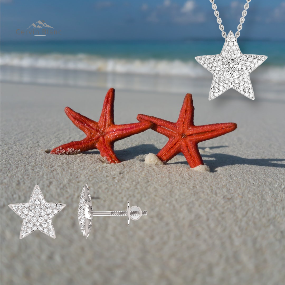18ct White Gold Diamond Star Necklace