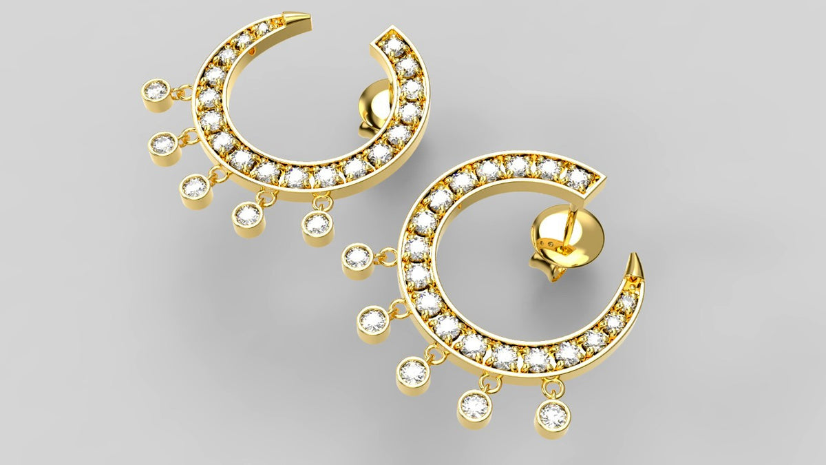 Sparkling 0.80ct diamond curve earrings yellow gold