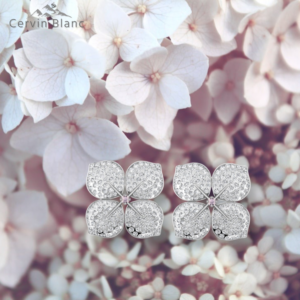 Hydrangea Diamond Earrings White Gold