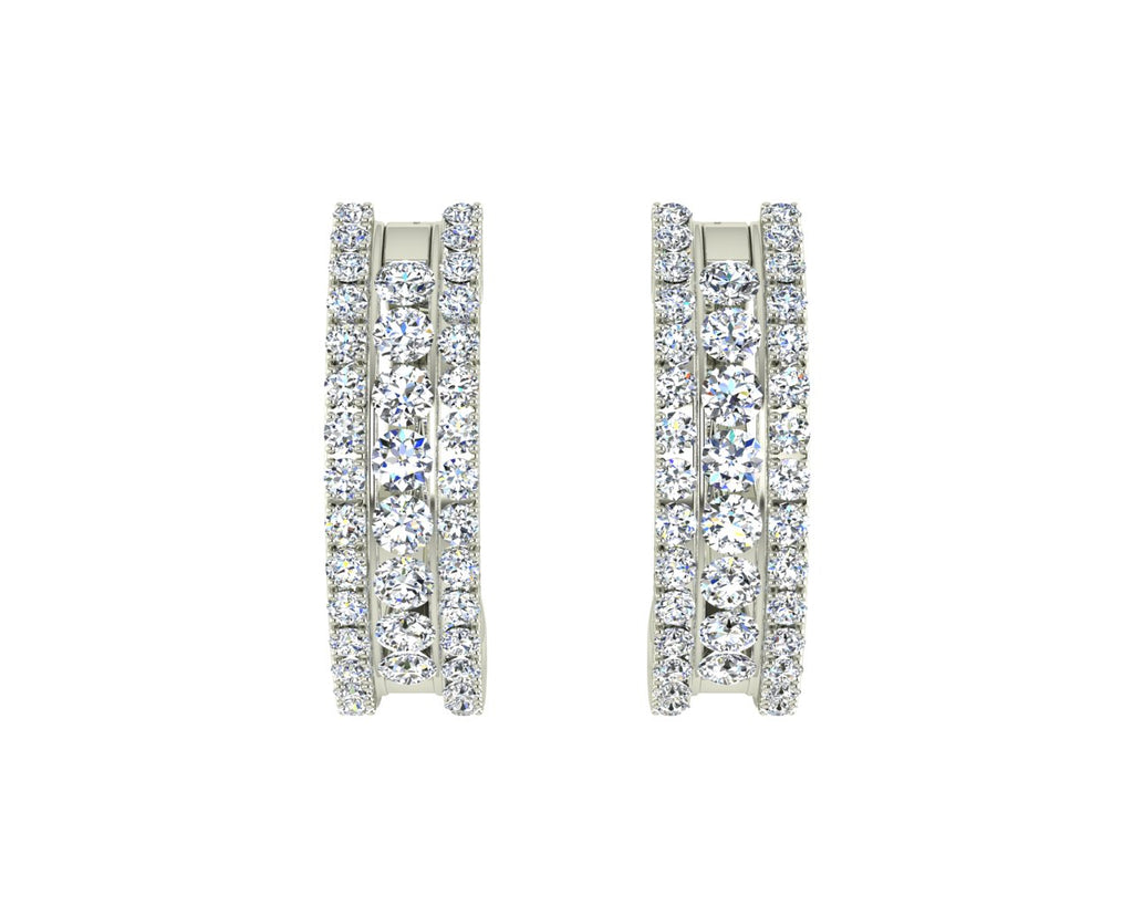 White gold diamond hoop earrings with sparkling pavé diamonds