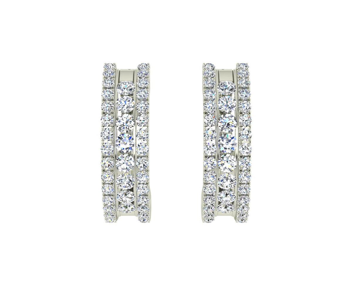 White gold diamond hoop earrings with sparkling pavé diamonds