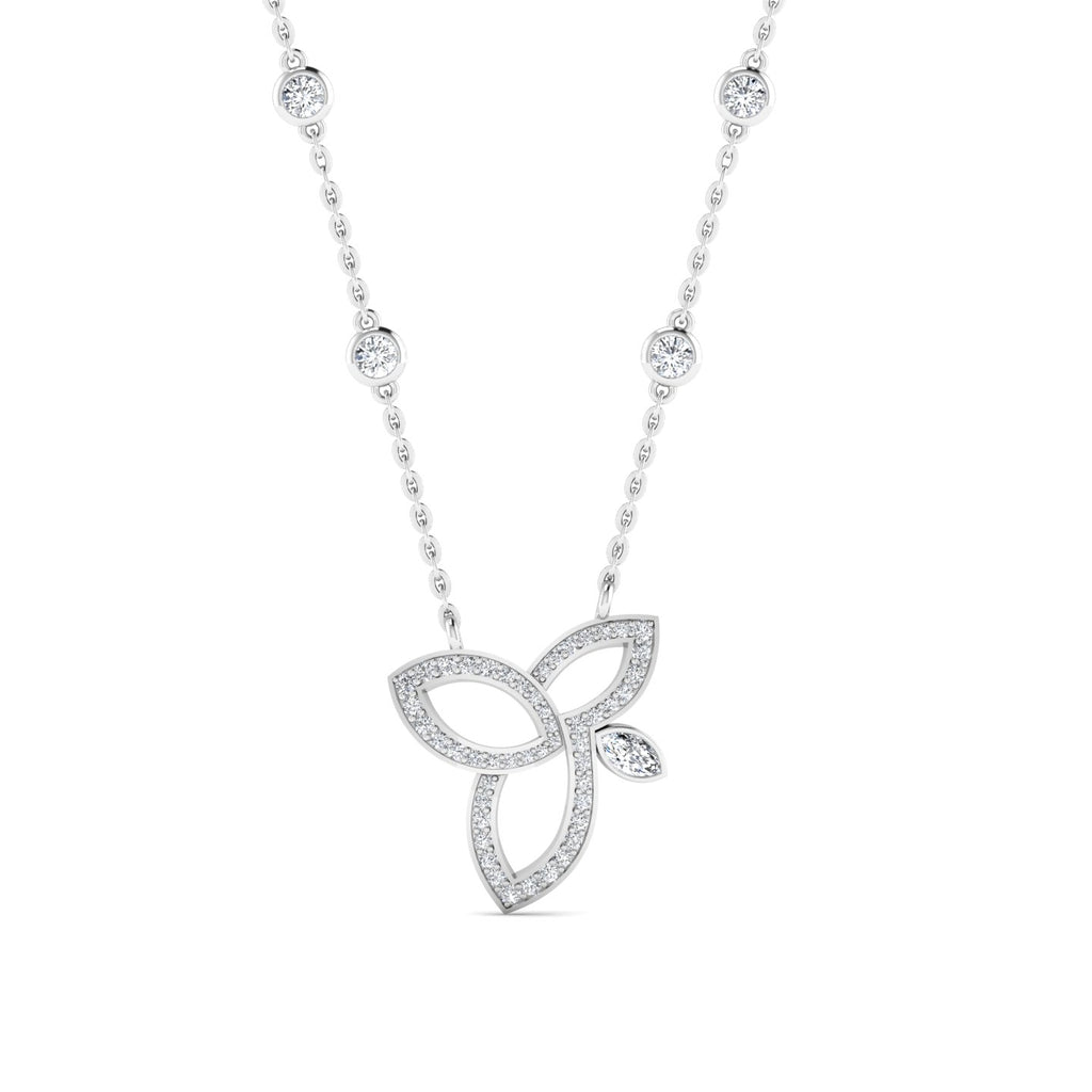18ct white gold diamond lotus flower necklace