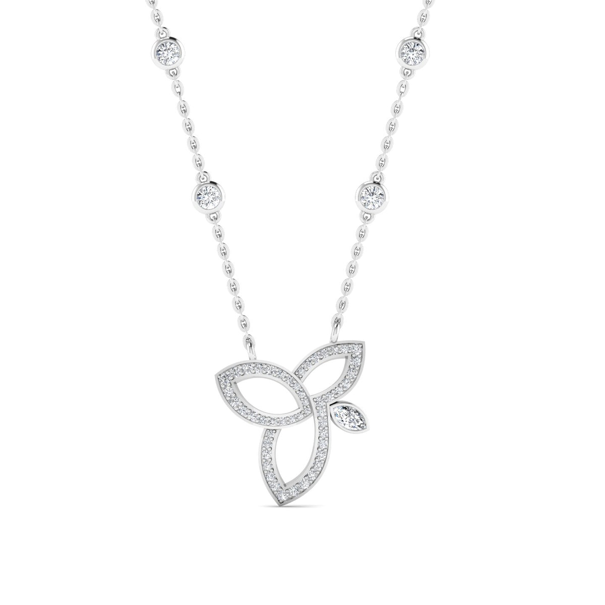 18ct white gold diamond lotus flower necklace