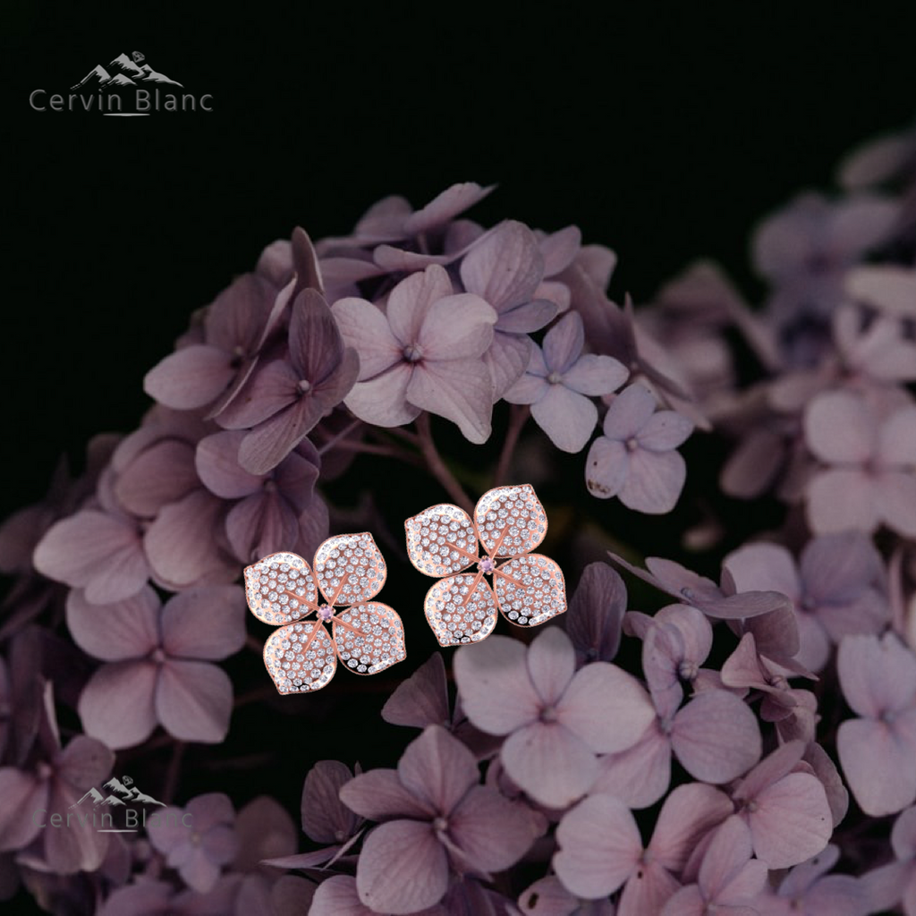 Hydrangea Diamond Earrings Rose Gold 1.60ct