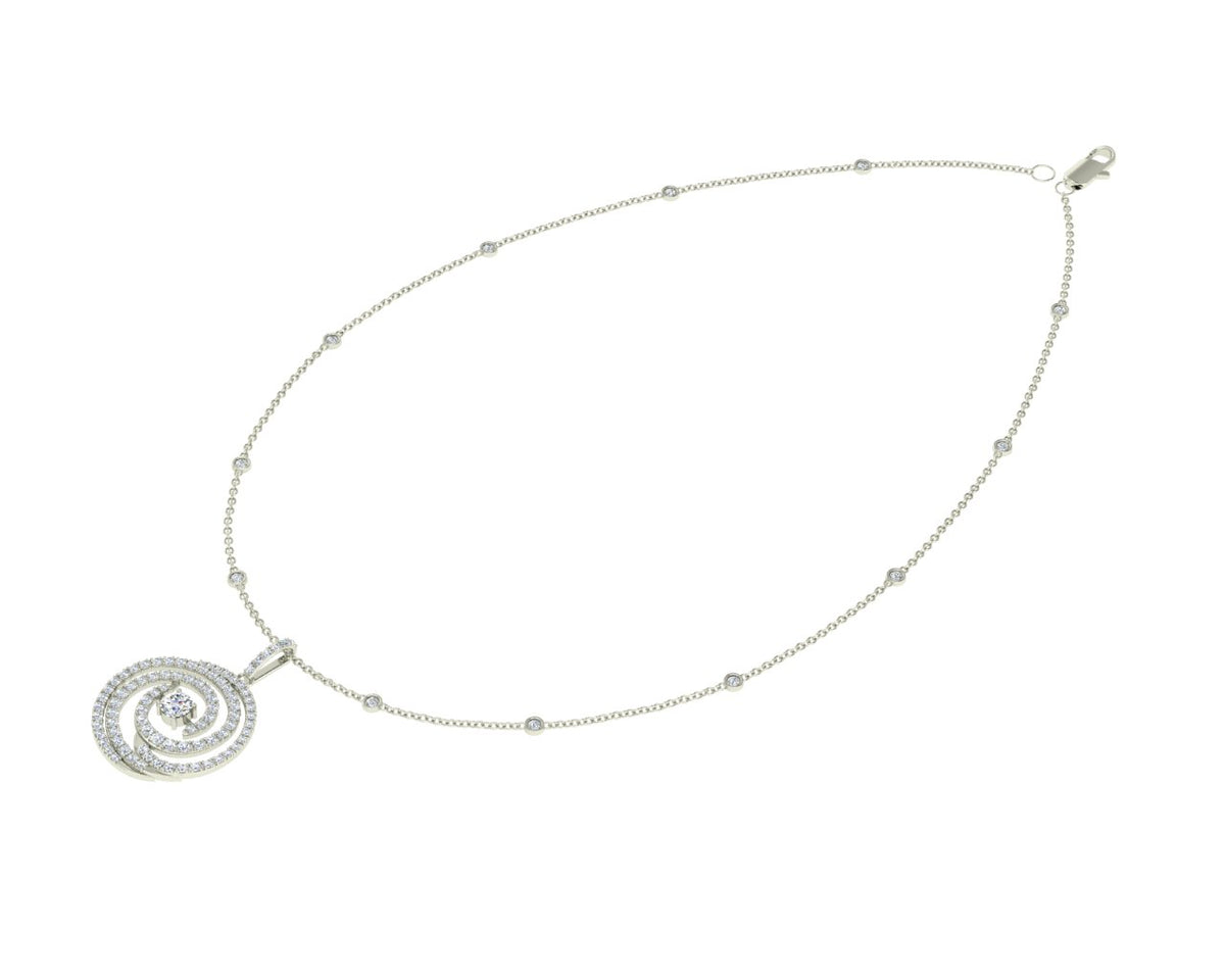 18ct Gold Diamond Swirl Necklace with scatter Diamond chain