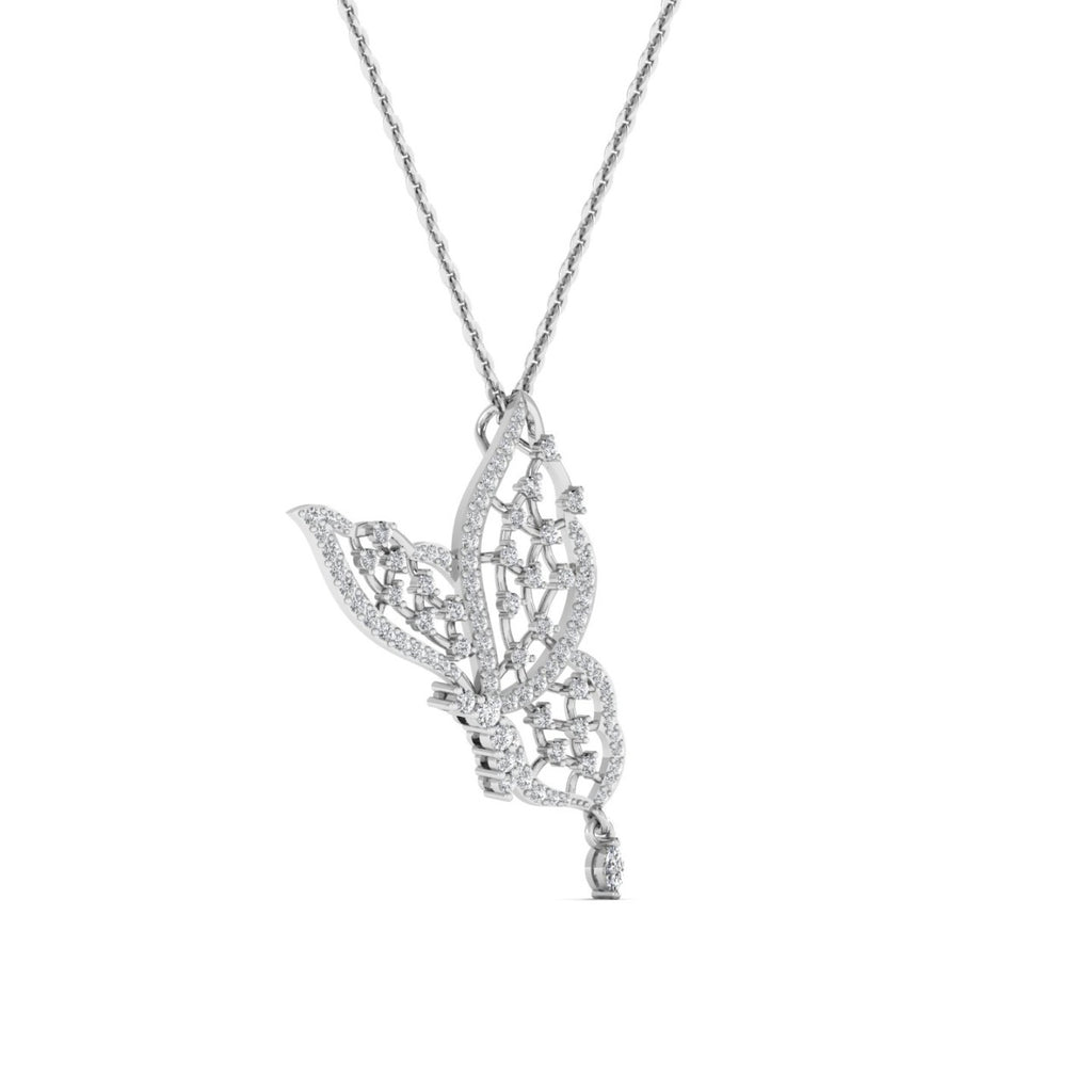 Luxury diamond butterfly necklace in white gold