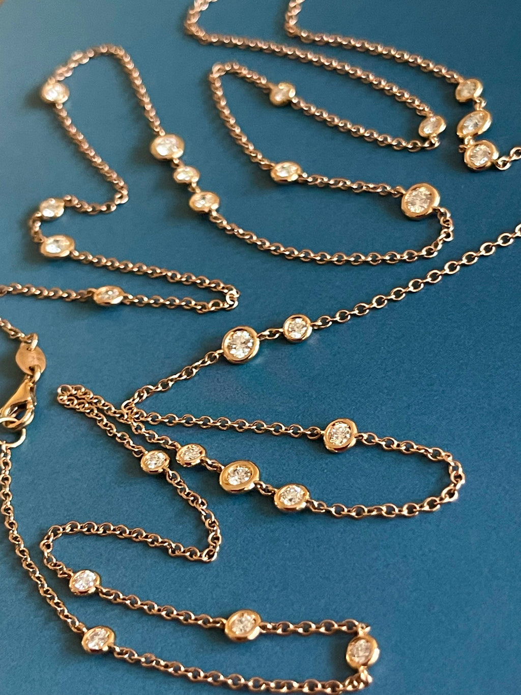 Collana di diamanti 1,85 ct in oro rosa 18 ct, catena lunga da 2 carati, al metro