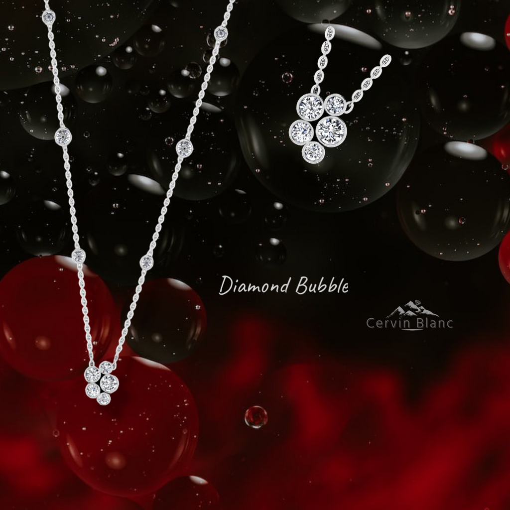 Collier bulle en or blanc 18 carats et diamants (1,25 carat)
