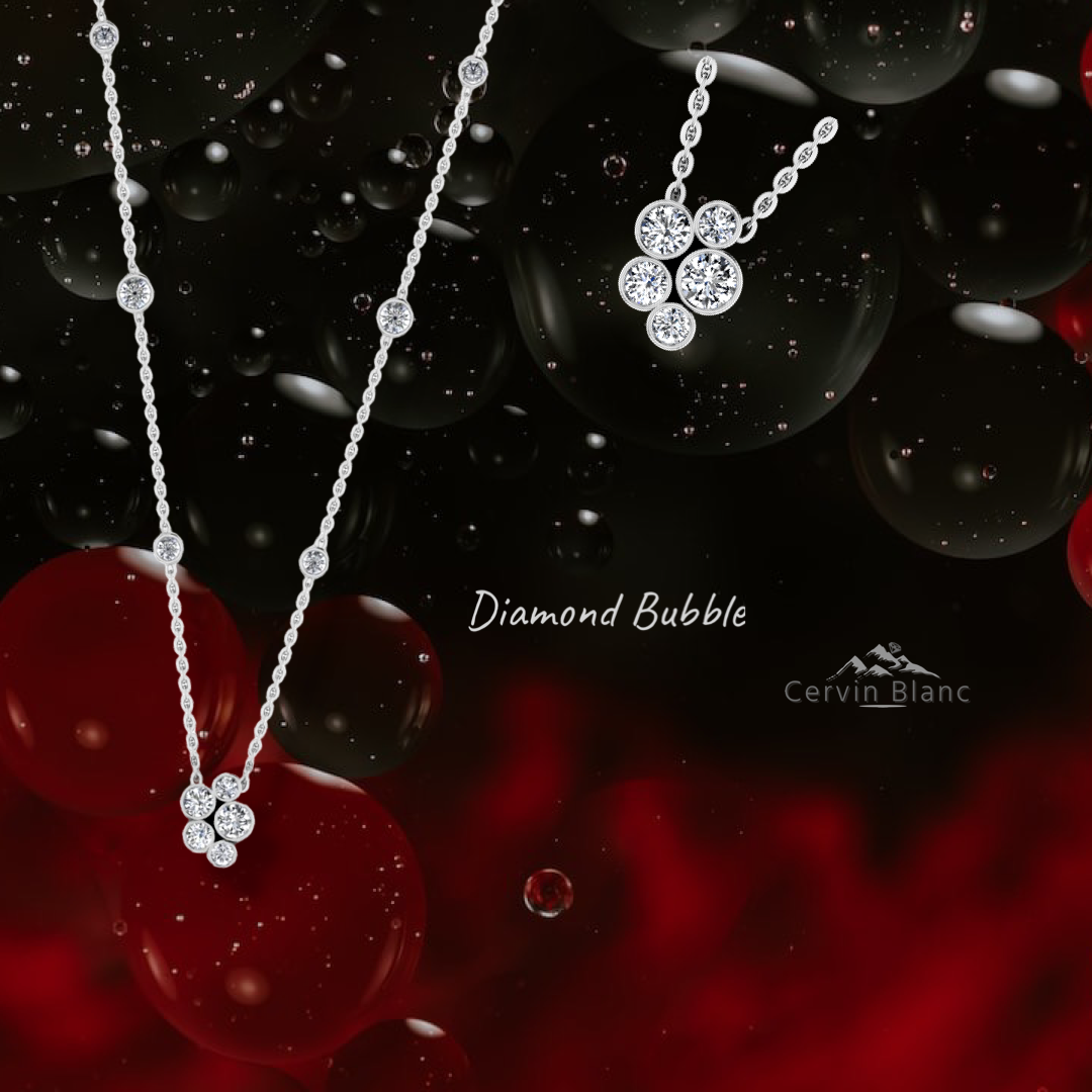 Collier bulle en or blanc 18 carats et diamants (1,25 carat)