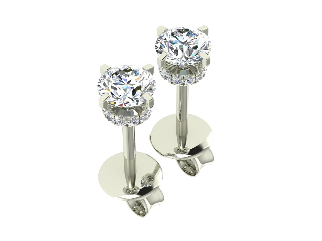 0.57ct Solitaire Diamond Earrings White Gold 18ct White Gold