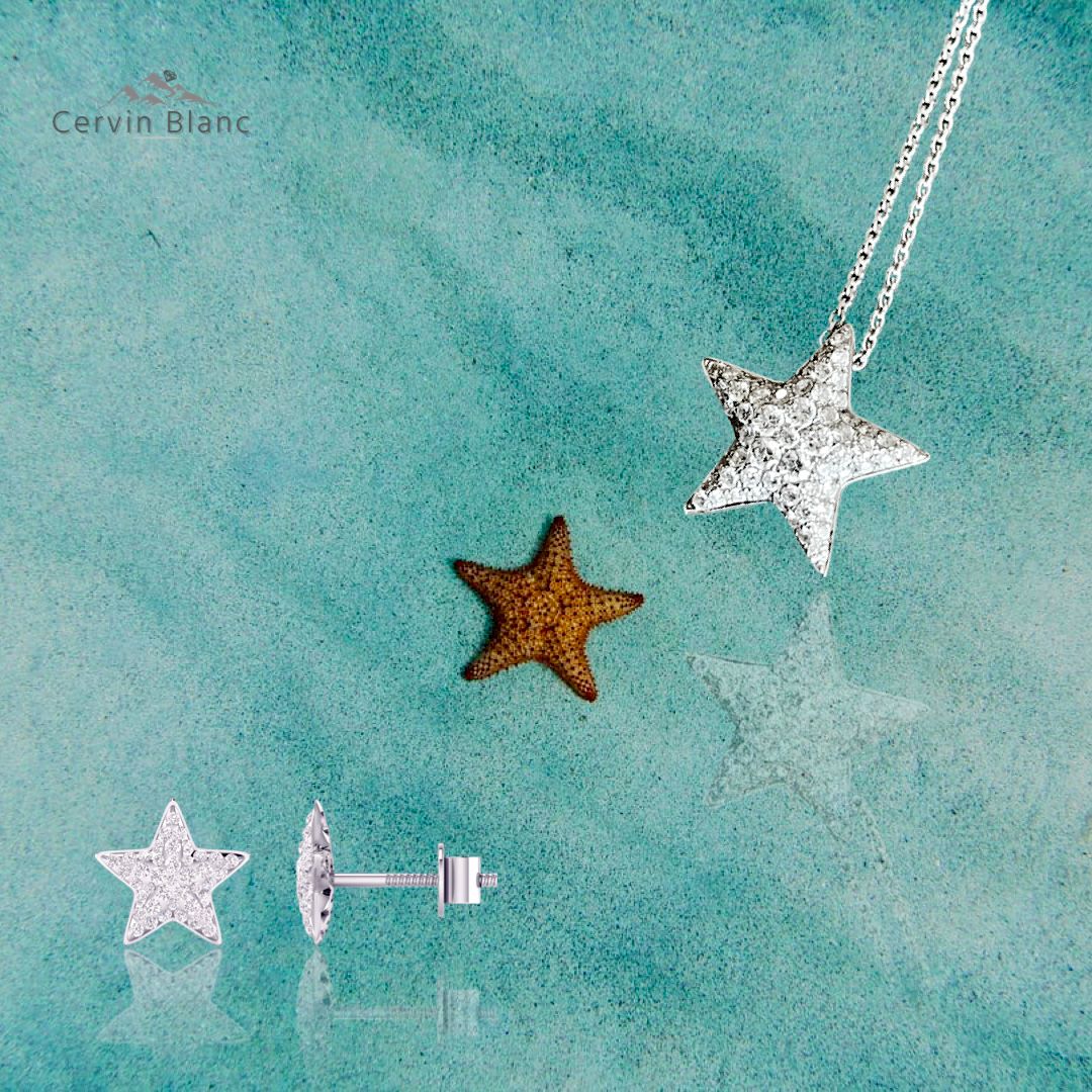 Diamond Star Earrings Rose Gold
