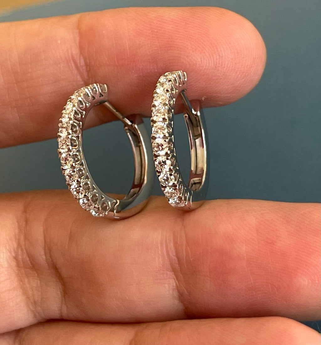 1ct DIAMOND HOOPS Earrings IN 18CT WHITE GOLD