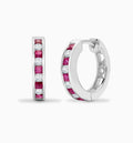 Ruby and Diamond Hoop Earrings White Gold