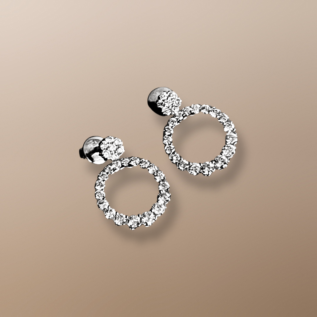 Boucles d'oreilles rondes en or blanc avec diamant de 1 carat