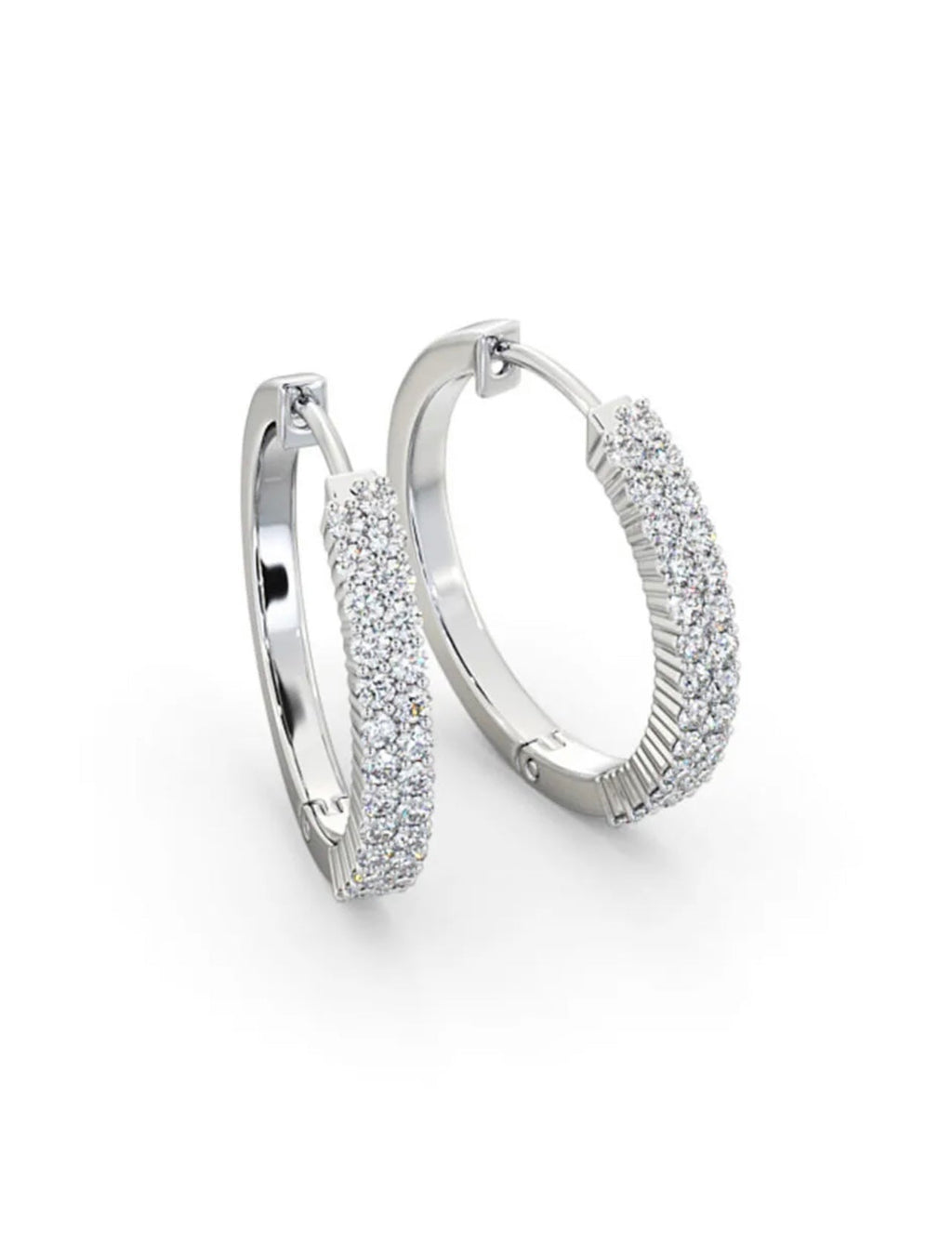 Modern 18ct white gold diamond hoops