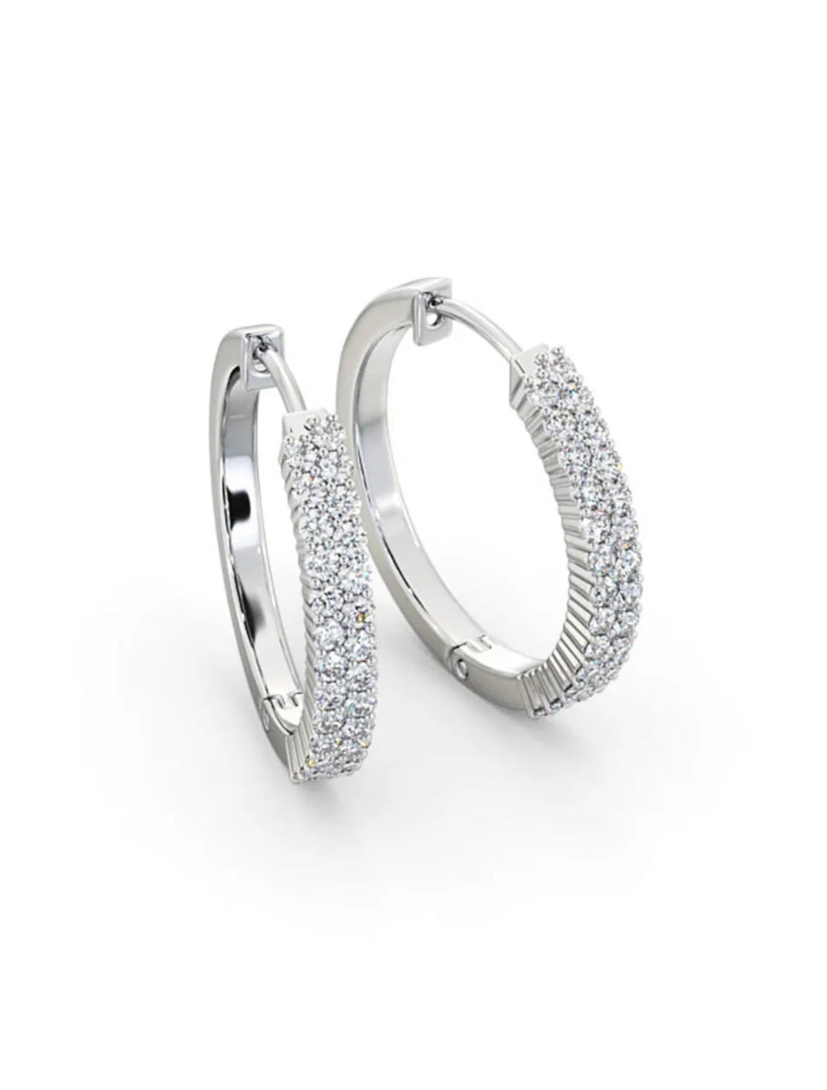 Modern 18ct white gold diamond hoops