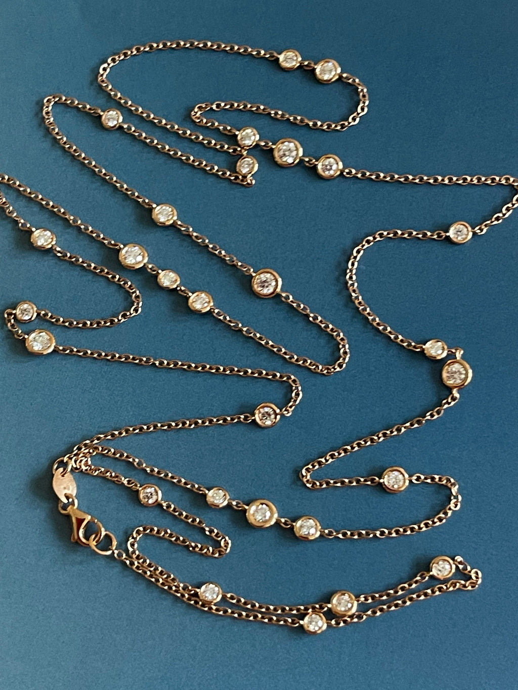Collana di diamanti 1,85 ct in oro rosa 18 ct, catena lunga da 2 carati, al metro
