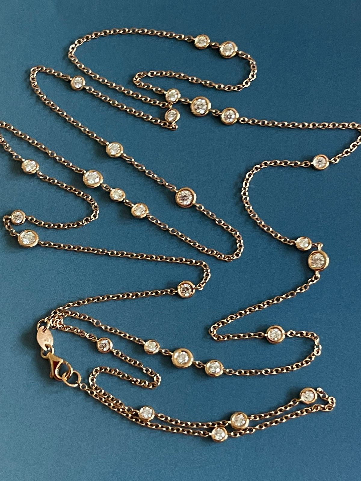 Collana di diamanti 1,85 ct in oro rosa 18 ct, catena lunga da 2 carati, al metro