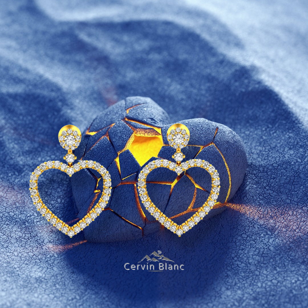 Boucles d'oreilles double cœur en or rose 0,85 ct