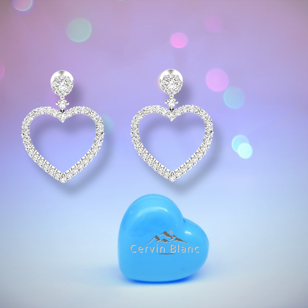 0.85ct Twin Heart Earrings White Gold