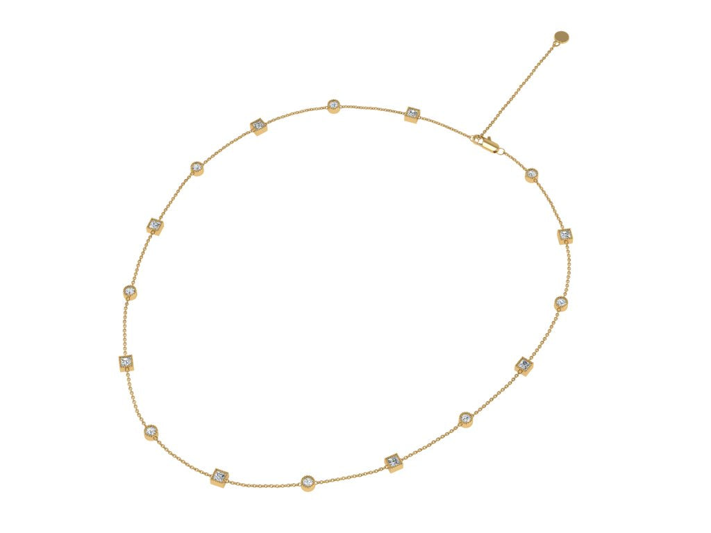 18ct yellow gold diamond interval necklace