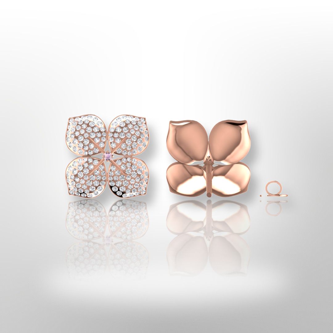 Hydrangea Diamond Earrings Rose Gold 1.60ct