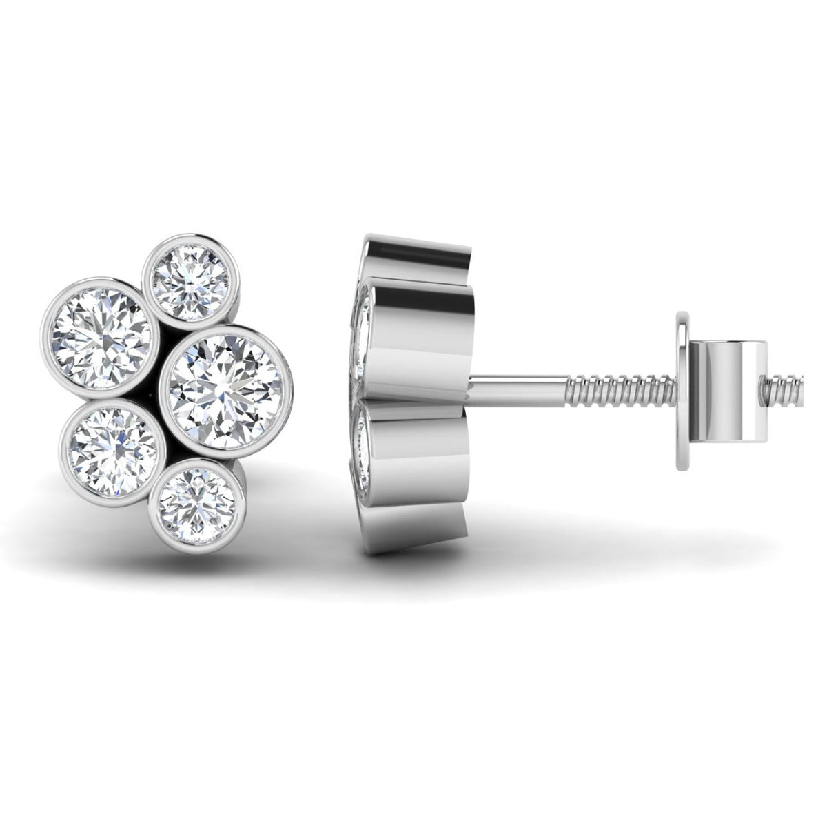 1ct Bubble Diamond Earrings White Gold