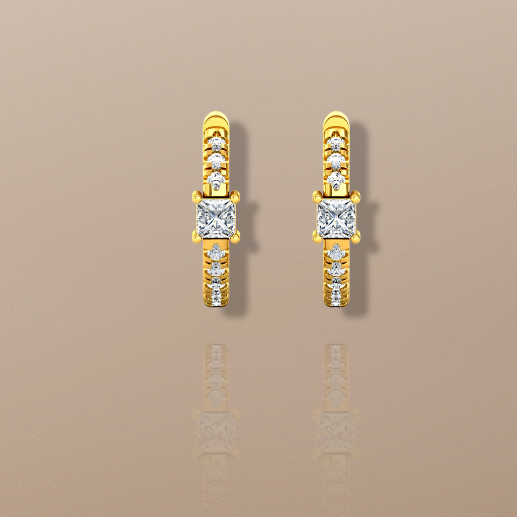  Orecchini a cerchio con diamanti da 0,40 ct in oro giallo