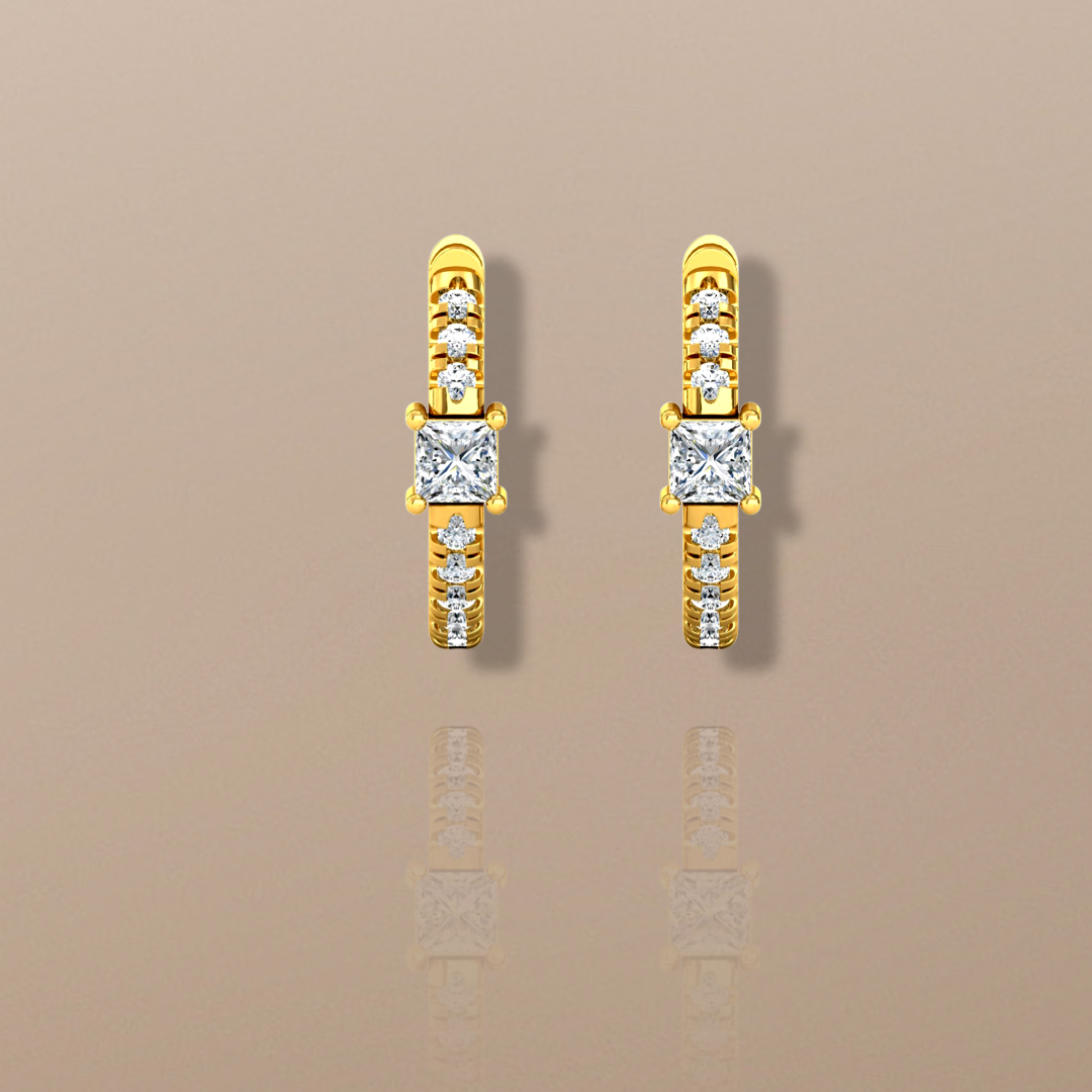  Orecchini a cerchio con diamanti da 0,40 ct in oro giallo
