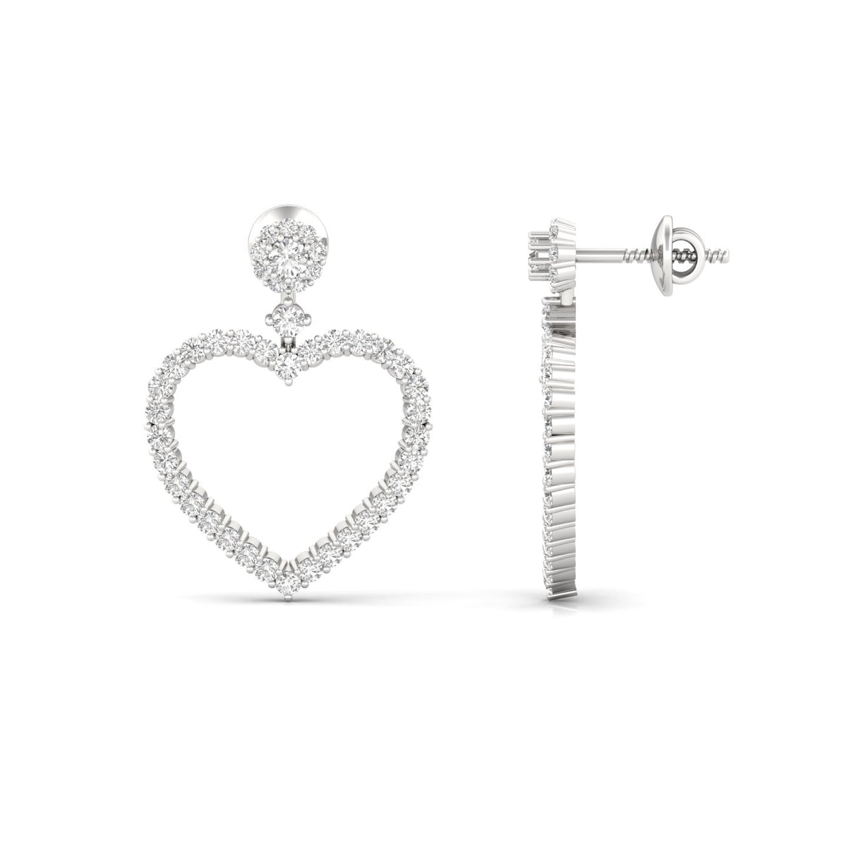 0.85ct Twin Heart Earrings White Gold